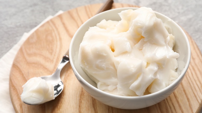 pork lard in bowl with spoon