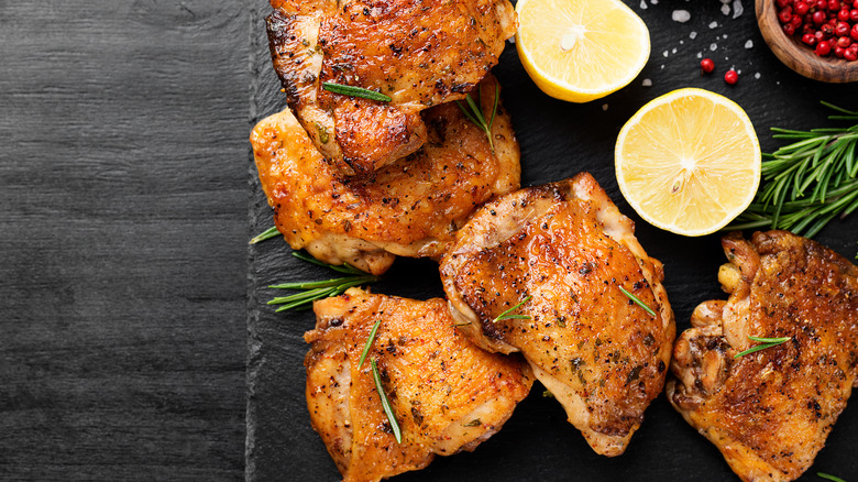cooked chicken thighs