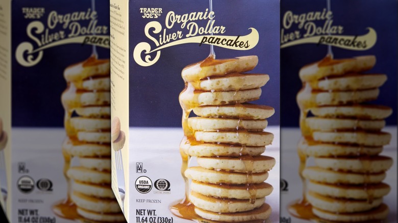 box of trader joe's frozen silver dollar pancakes