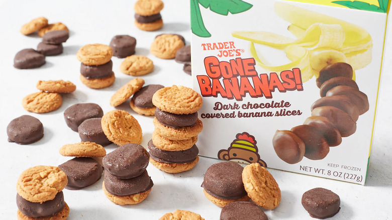 trader joe's gone bananas bites and cookies scattered around the box