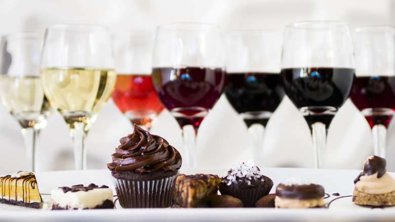 Dessert assortment with wines