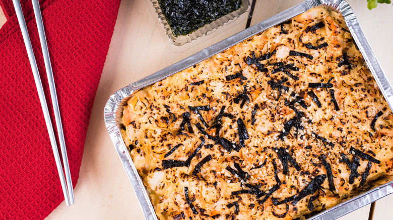 Overhead view of sushi bake