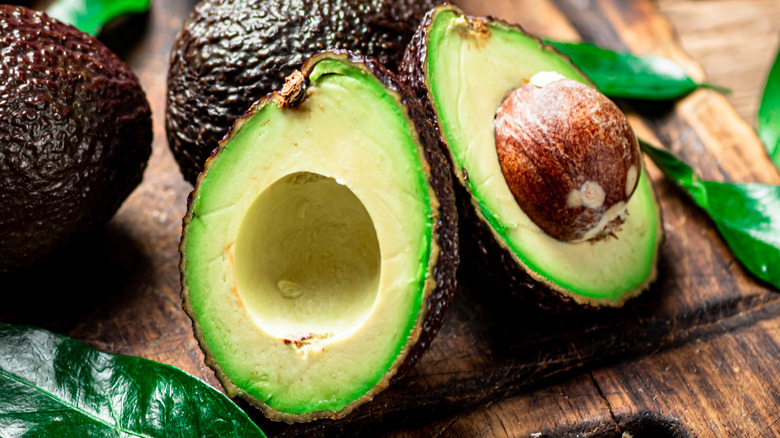 Avocado sliced in half