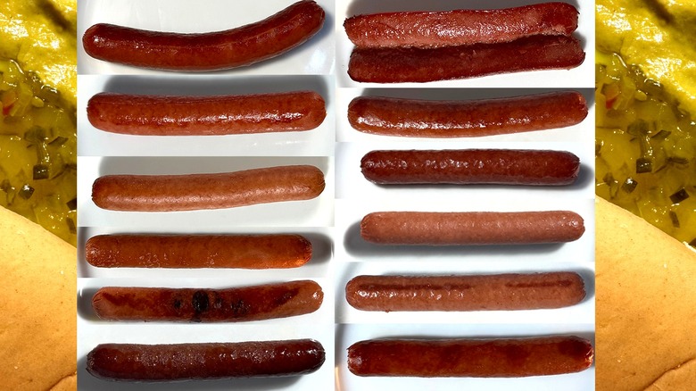 Mosaic of various hot dogs cooked in different ways