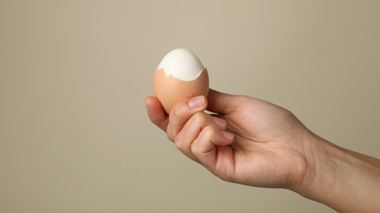 boiled egg with top peeled