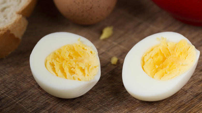 boiled egg sliced in half