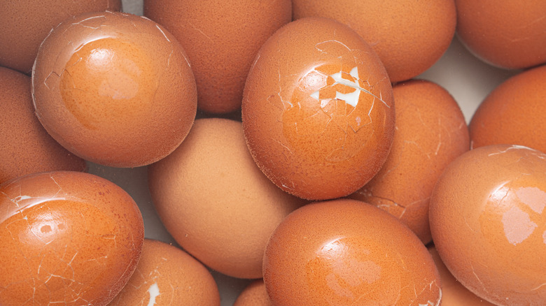 cracked eggs under water