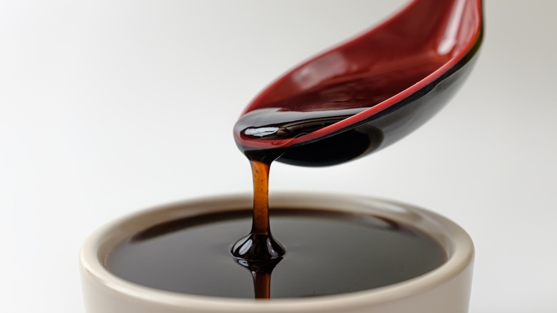 Spoonful of teriyaki sauce
