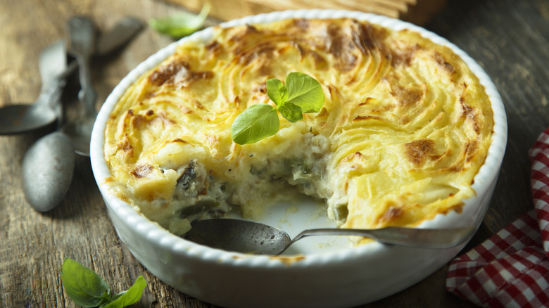 fish pie in dish