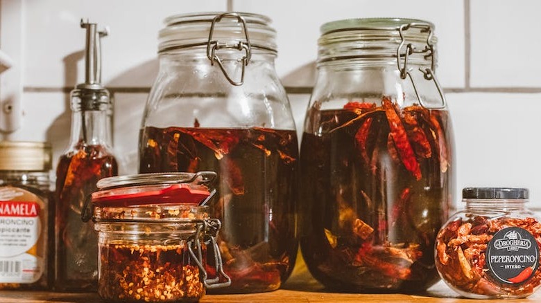 Oil in jars