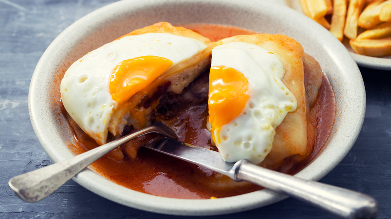 A francesinha with egg