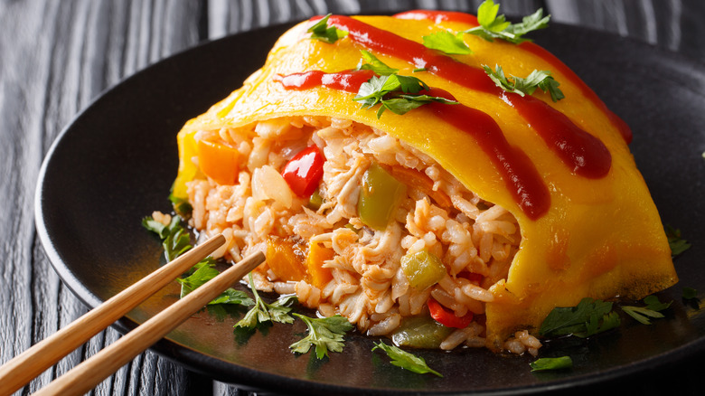 Omurice with chopsticks