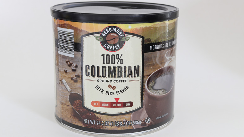 Can of ground Beaumont Coffee beans at Aldi