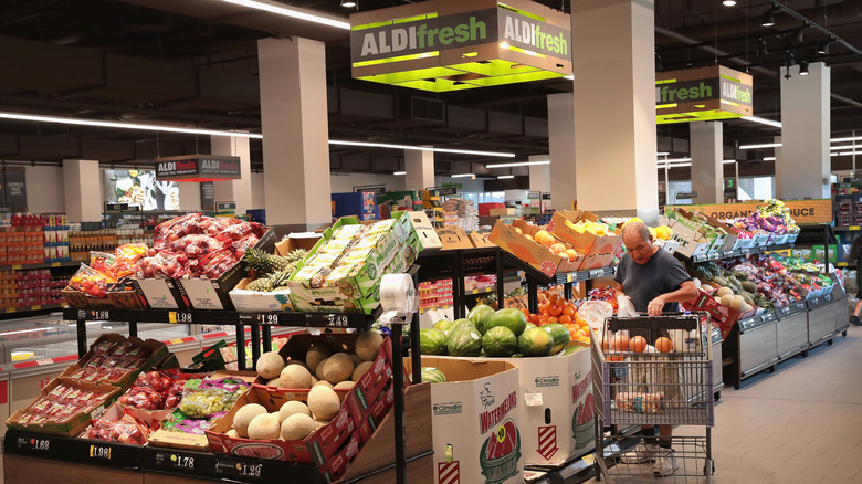 Produce section at an Aldi store