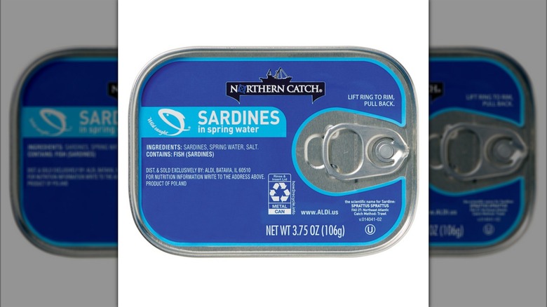 a can of Northern Catch Sardines against a white background.