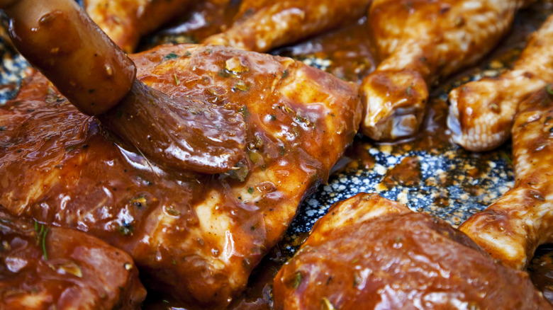 BBQ sauce brushed on meat