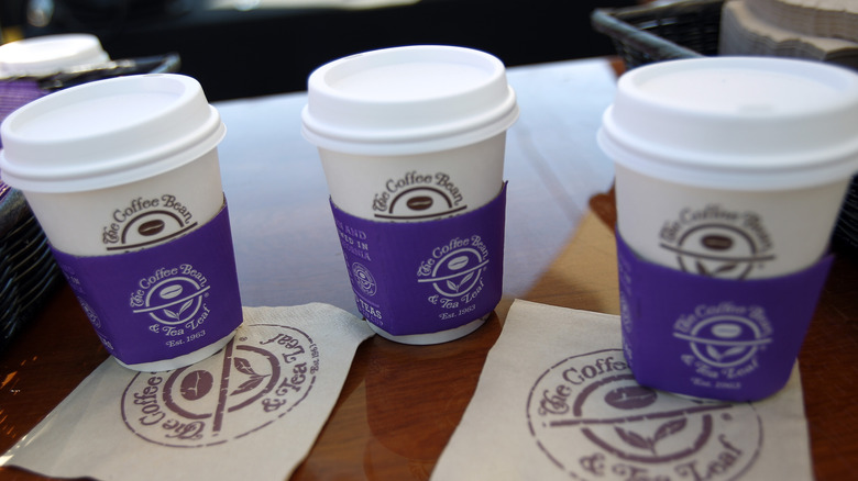 The Coffee Bean-branded cups