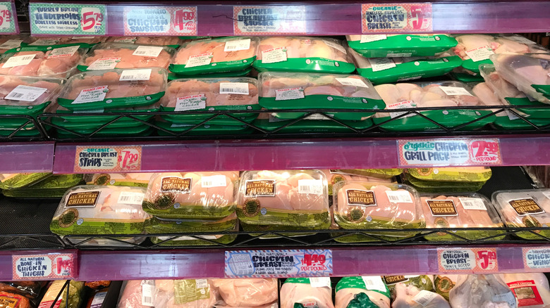 View of the fresh chicken offerings at a Trader Joe's