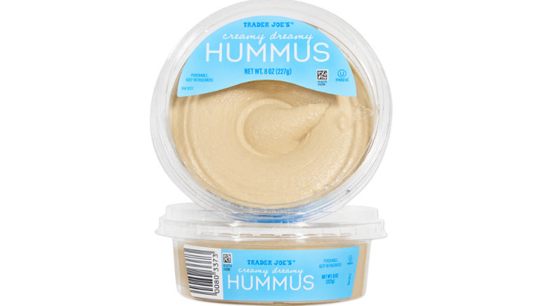 A tub of Trader Joe's hummus