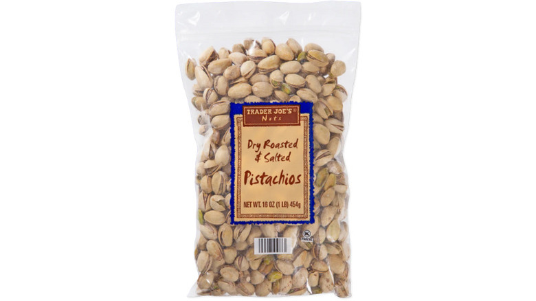A bag of Trader Joe's dry roasted and salted pistachios