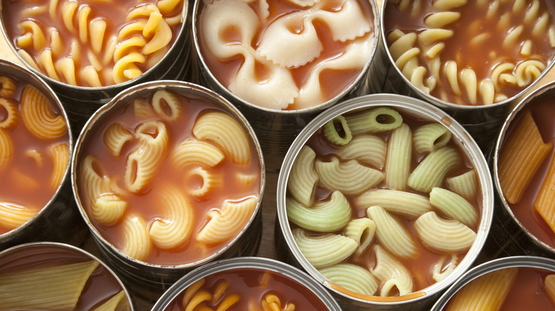 various cans of pasta