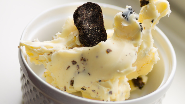 Truffle butter in a ramekin