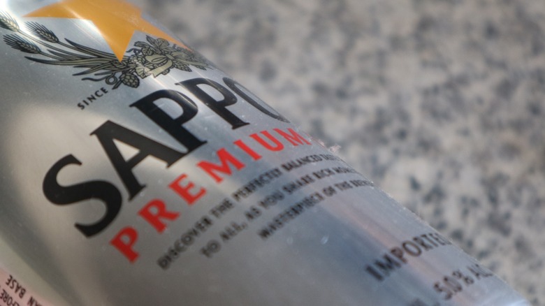 Close up of a can of Sapporo beer