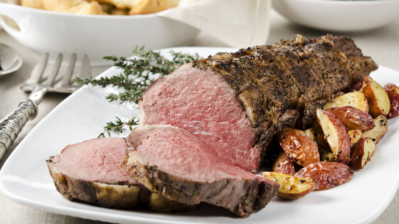 Medium-rare beef tenderloin
