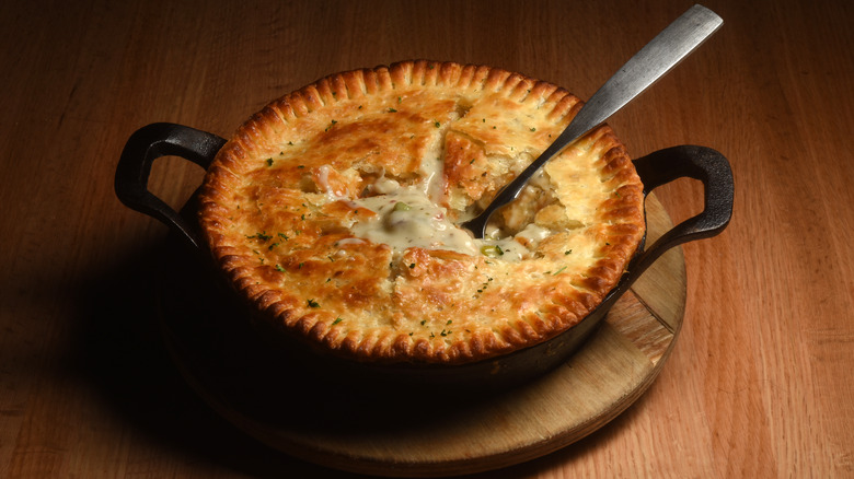 chicken pot pie in pan