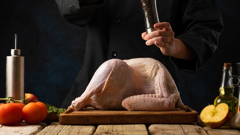 Preparing a turkey