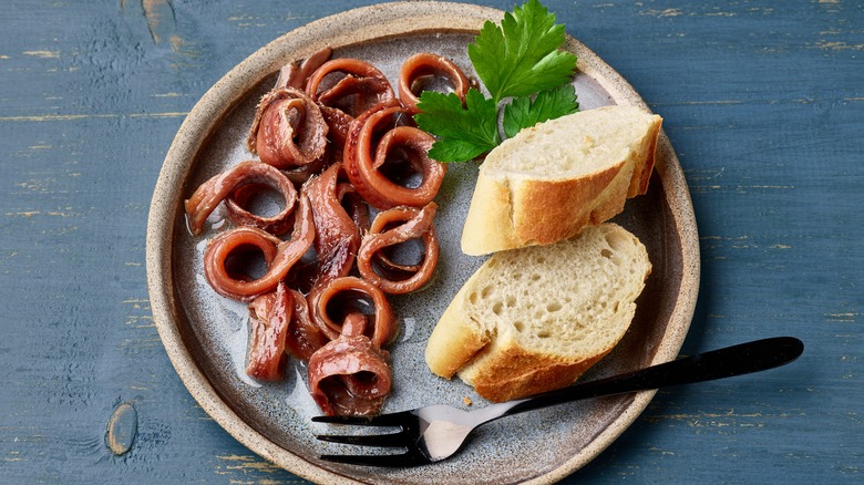 A beautiful display of anchovies
