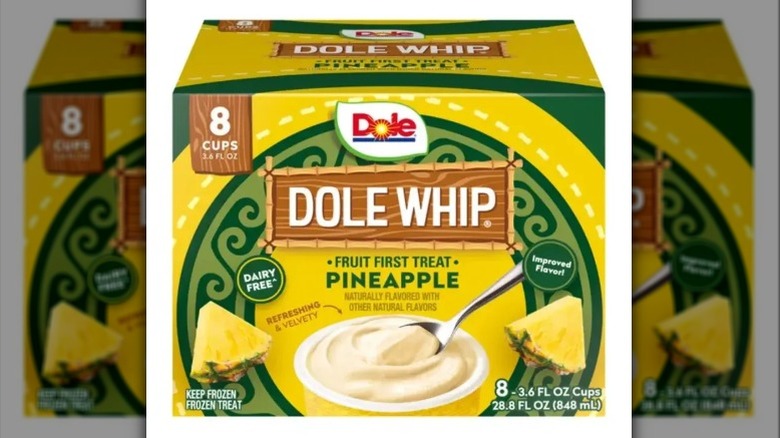 view of a box of Dole Whip Pineapple cups.