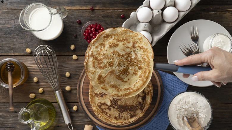 Crepes with various ingredients