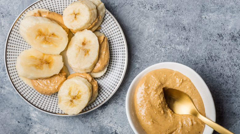 natural peanut butter and bananas