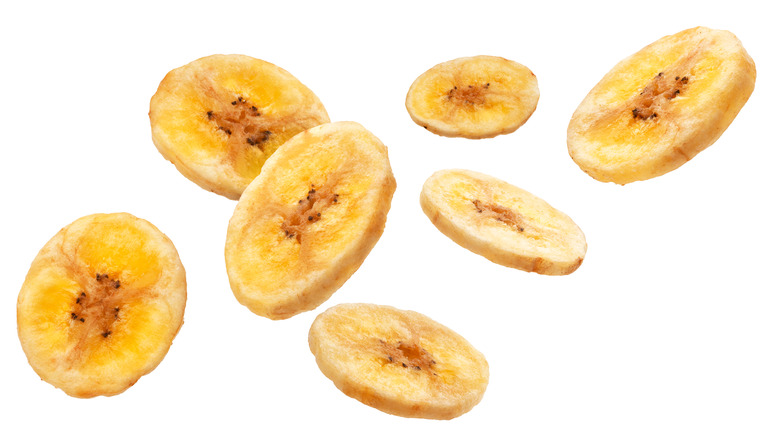 banana chips flying through the air