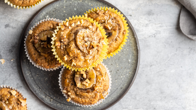 Banana muffins on a plate