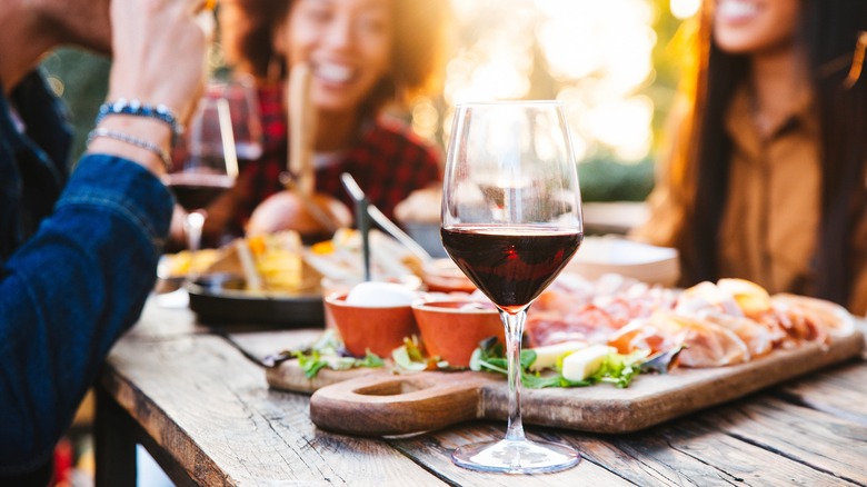 Wine and charcuterie board