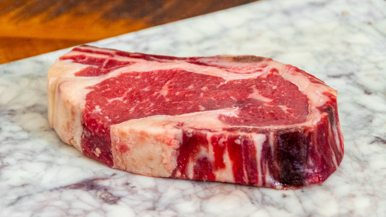 Thick cut ribeye steak