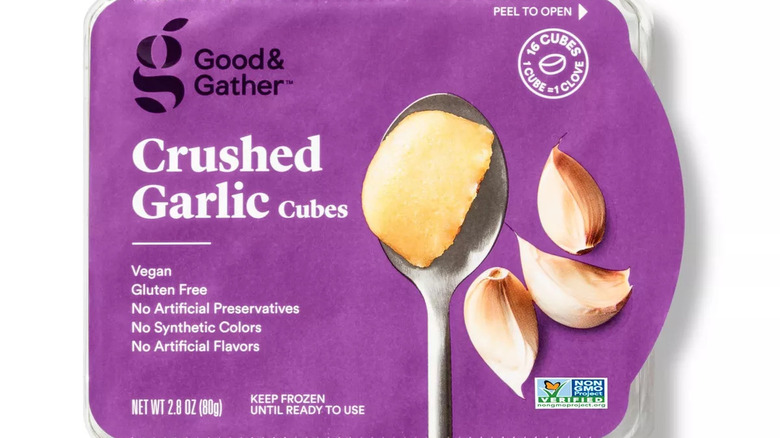 A package of Good & Gather Crushed Garlic Cubes.