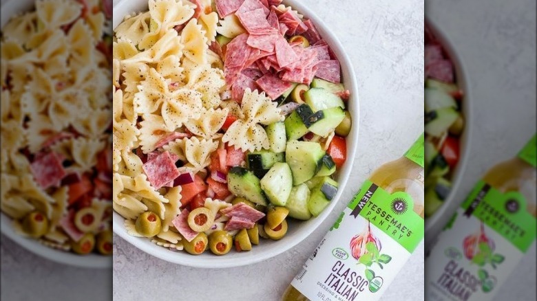 Tessemae's Italian dressing by pasta salad