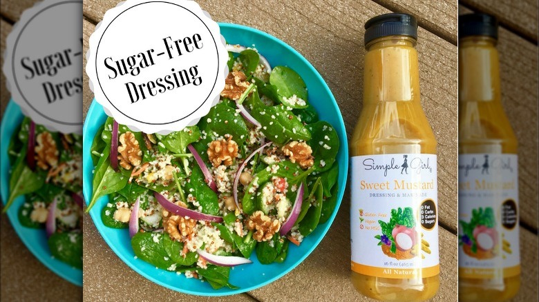 Simple Girl sweet mustard next to salad