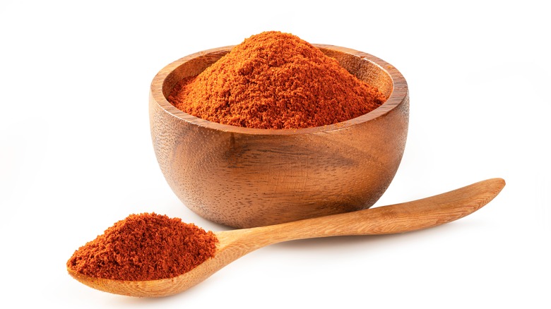 Paprika in wooden bowl