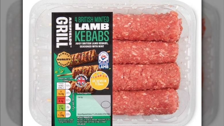 a package of four British minted lamb kekabs against a white background.