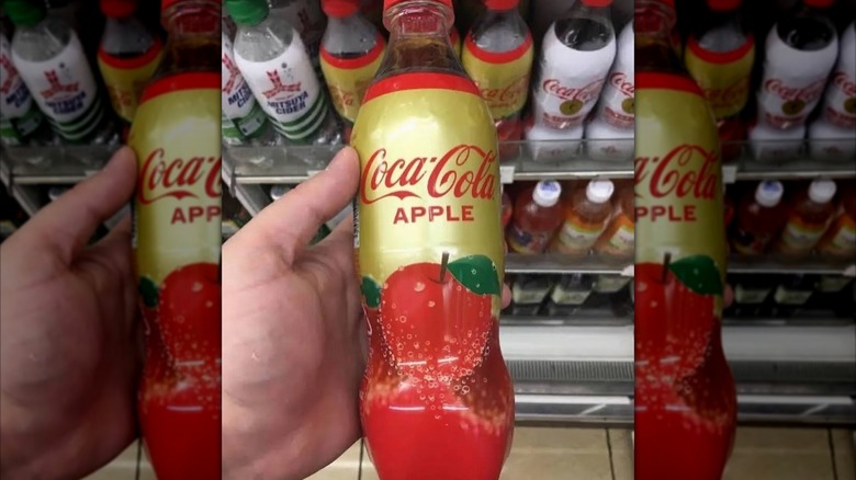 Bottle of Coca-Cola Apple in a Japanese supermarket.