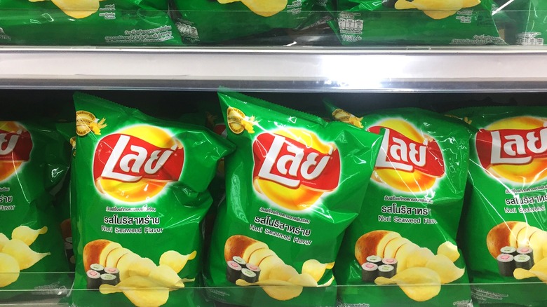 Bags of Lay's Seaweed Flavor Potato Chips
