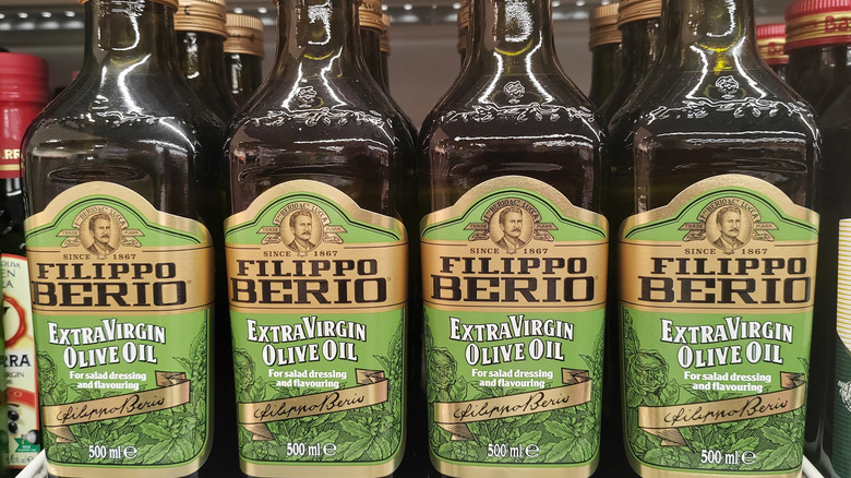 Bottles of Filippo Berio Extra Virgin Olive Oil
