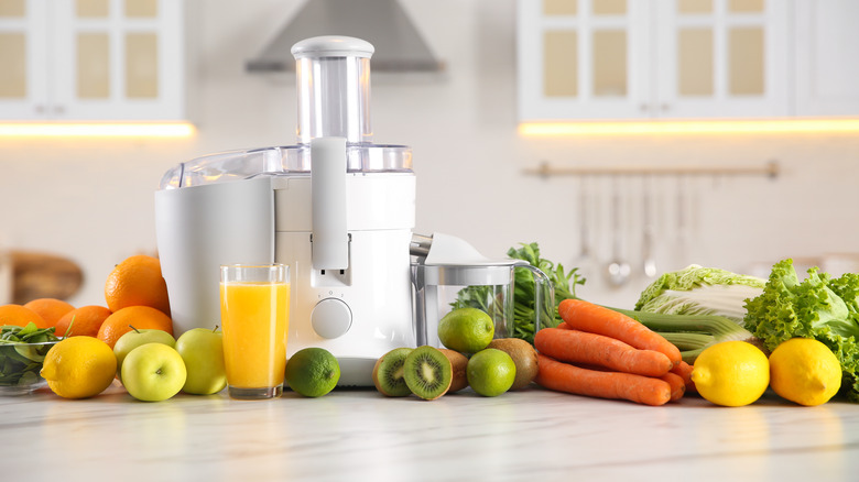 Juicer with fruits and vegetables