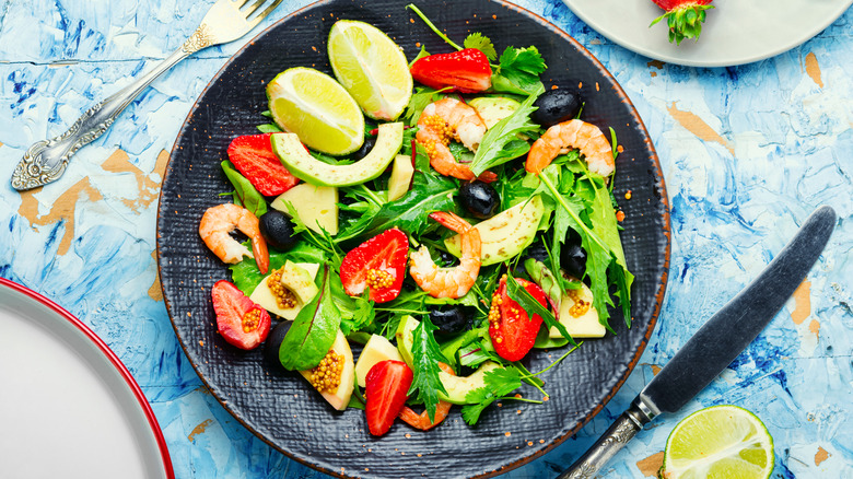 Shrimp salad on plate