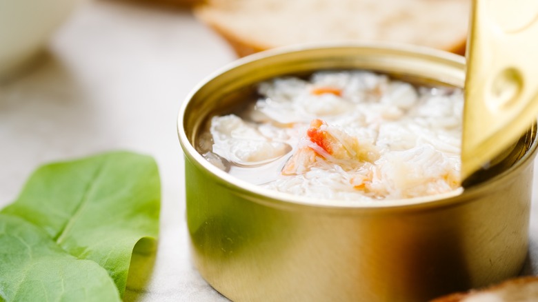 Open can of crabmeat