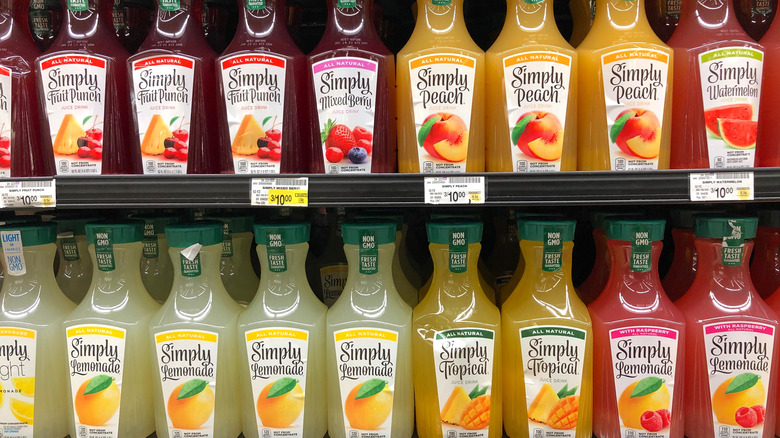 Simply Juice Bottles on Shelves